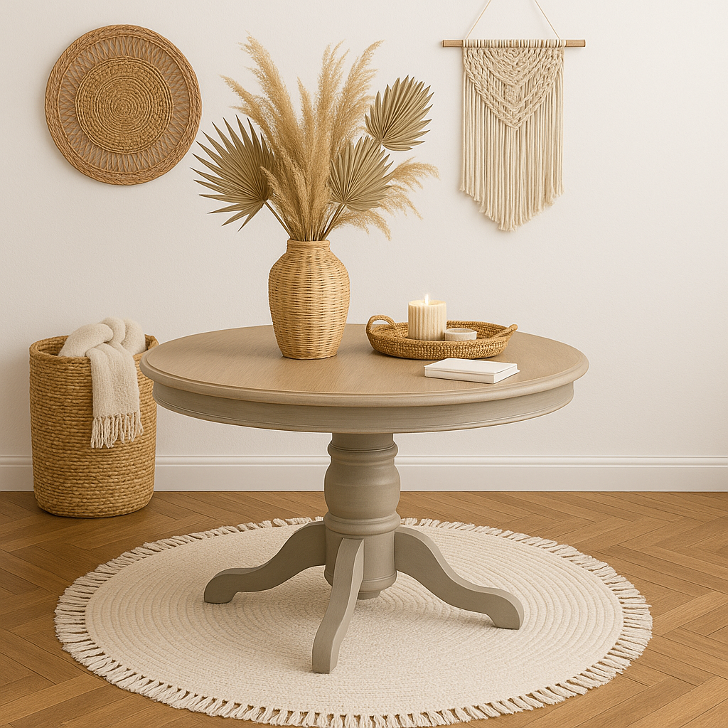 Solid Oak Gray Washed Kitchen Table, Seats 4