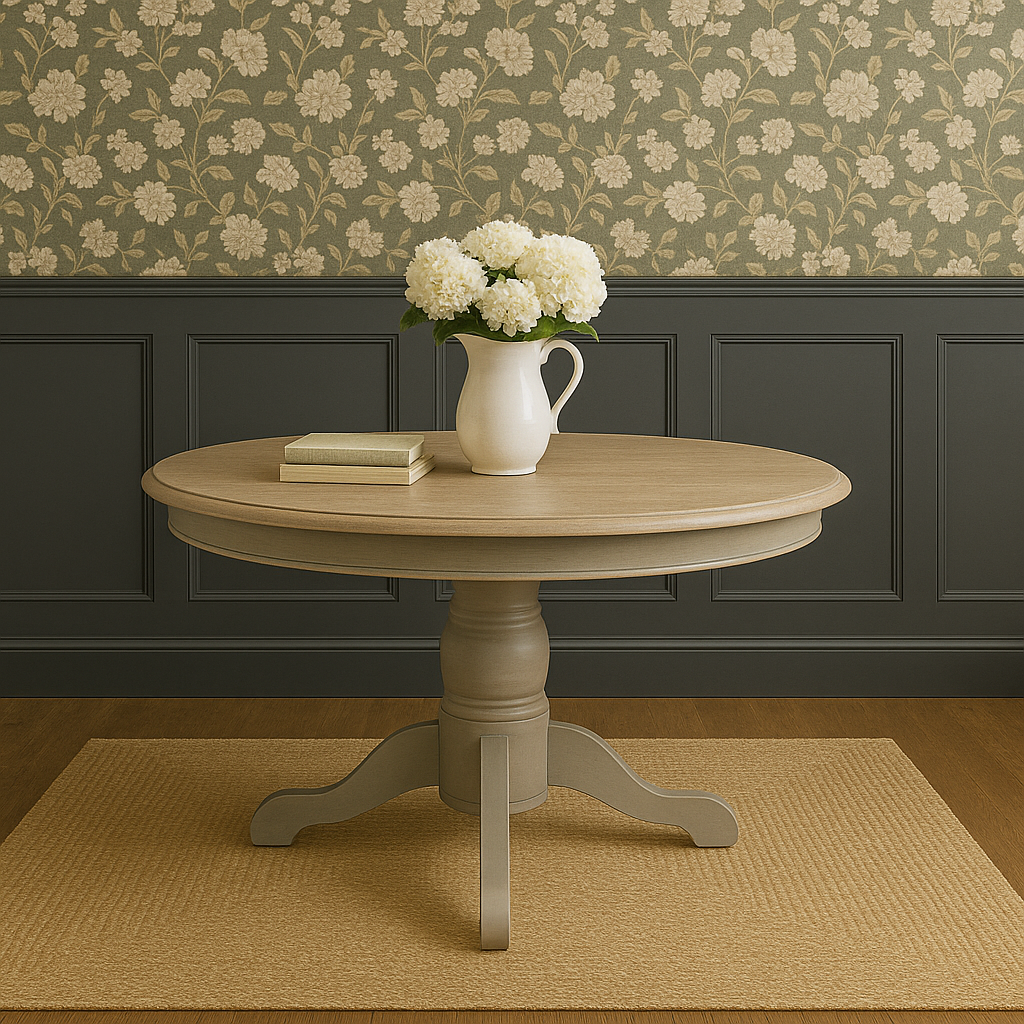 Solid Oak Gray Washed Kitchen Table, Seats 4