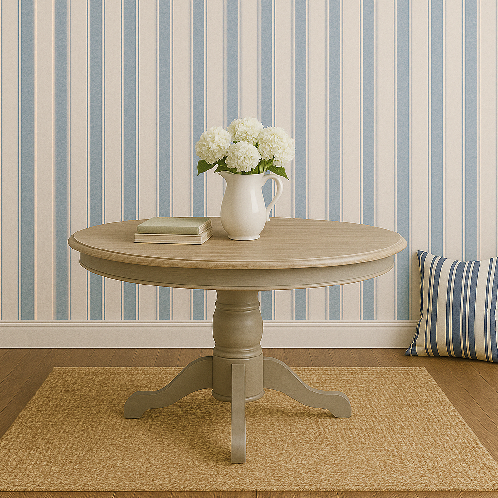Solid Oak Gray Washed Kitchen Table, Seats 4